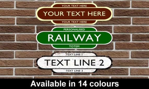 Personalised Railway Totem Metal Sign Man Cave Garage Arrow Train Sign
