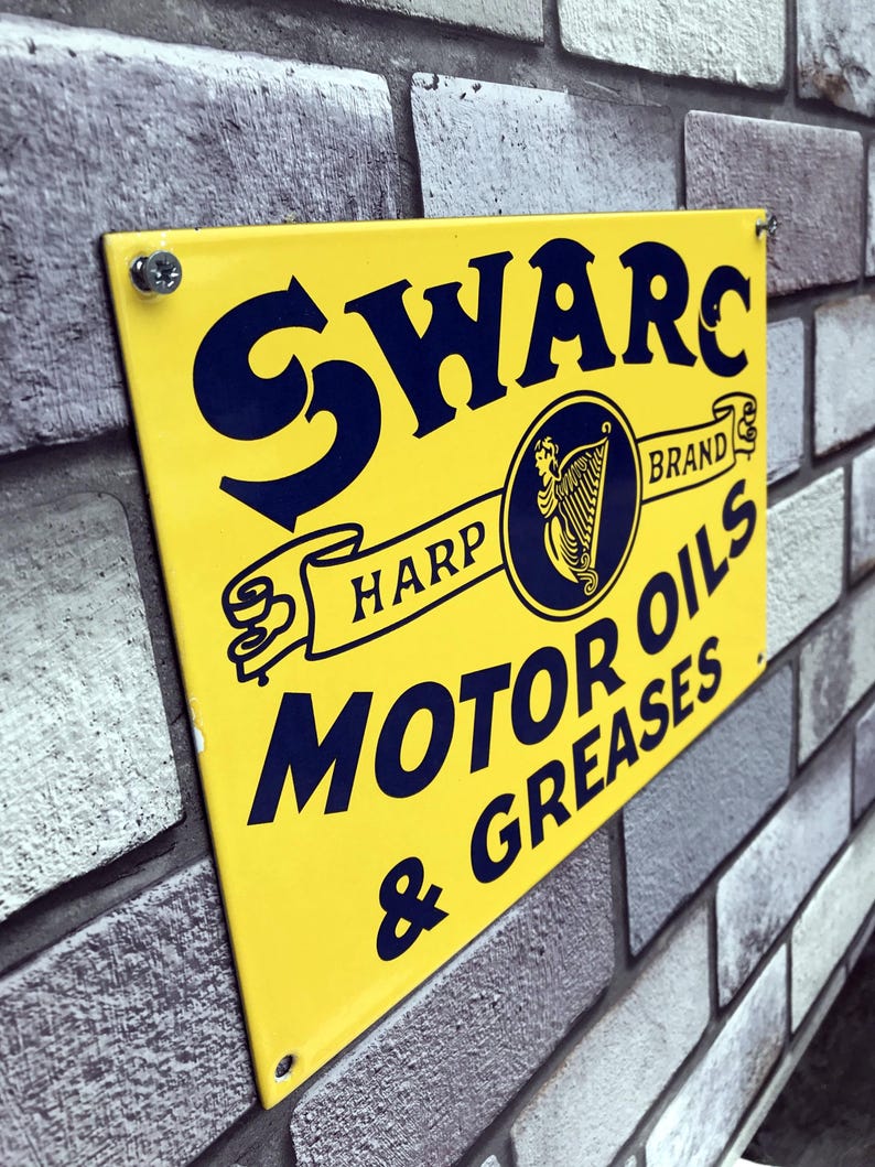 Engine Oil Lettering Swarc Motor Oils Enamel Sign Garage Bar Sign Man Cave Decor - Etsy Canada