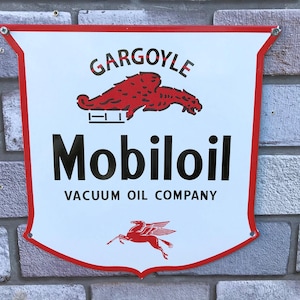 Mobiloil Enamel Sign Garage Sign Scooter Bar Sign Man Cave