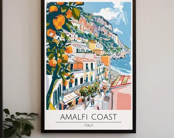 Amalfi Coast Italy Metal Poster: Vintage Style Wall Art