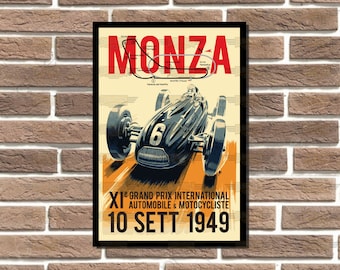 Monza Grand Prix Metal Sign Garage, Bar, Shop, Man Cave Classic Car Sign