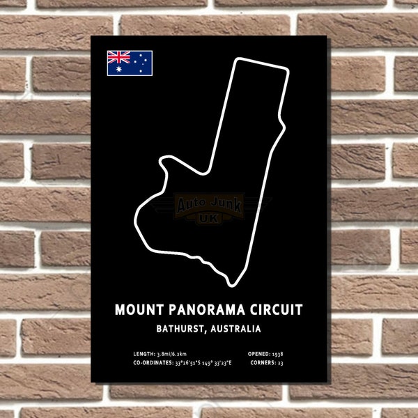 Mount Panorama Bathurst Circuit Layout Metal Sign Wall Plaque