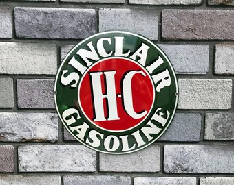 Sinclair HC Gasoline Enamel Sign Garage Sign Scooter Bar Sign Man Cave