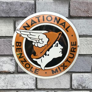 National Benzole Enamel Sign Garage Sign Scooter Bar Sign Man Cave