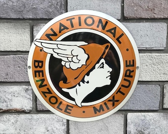 National Benzole Enamel Sign Garage Bar Sign Man Cave Decor