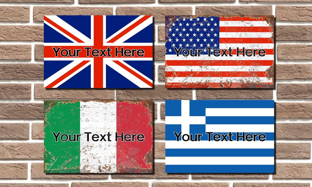Personalised Country Flag Metal Sign Garage, Bar, Shop, Man Cave Sign ...