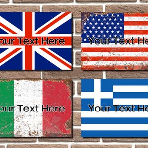 Personalised Metal Flag Sign Home Bar Sign Man Cave Garage Sign