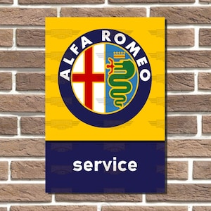 Plaque murale Alfa Romeo Service en métal, plaque murale classique, enseigne de garage, enseigne de bar, homme des cavernes