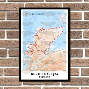 Schotland noordkust 500 NC500 route-indeling metalen bord muurplaquette