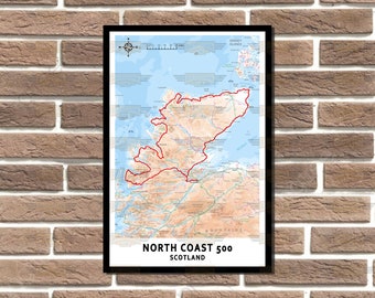 Scotland North Coast 500 NC500 Route Layout Metal Sign Wall Plaque