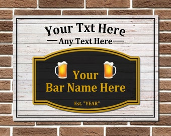 Personalised Metal Bar Sign Garage, Pub, Shop, Man Cave Sign