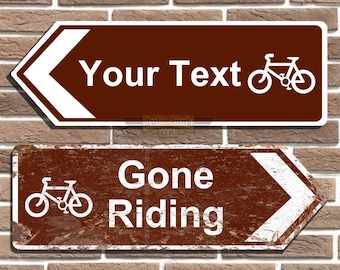 Personalised Cycling Metal Road Sign Man Cave Bike Sign