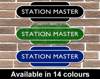 Station Master Metall Eisenbahn Totem Zug Schild Garage, Bar, Mann Höhle Zeichen