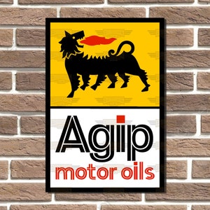 Agip Motor Oils Metal Sign Wall Plaque Classic Car Garage Sign Bar Sign Man Cave