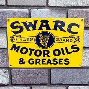 Swarc Motor Oils Enamel Sign Garage Sign Scooter Bar Sign Man Cave