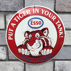 Esso Tiger Enamel Sign Garage Sign Scooter Bar Sign Man Cave