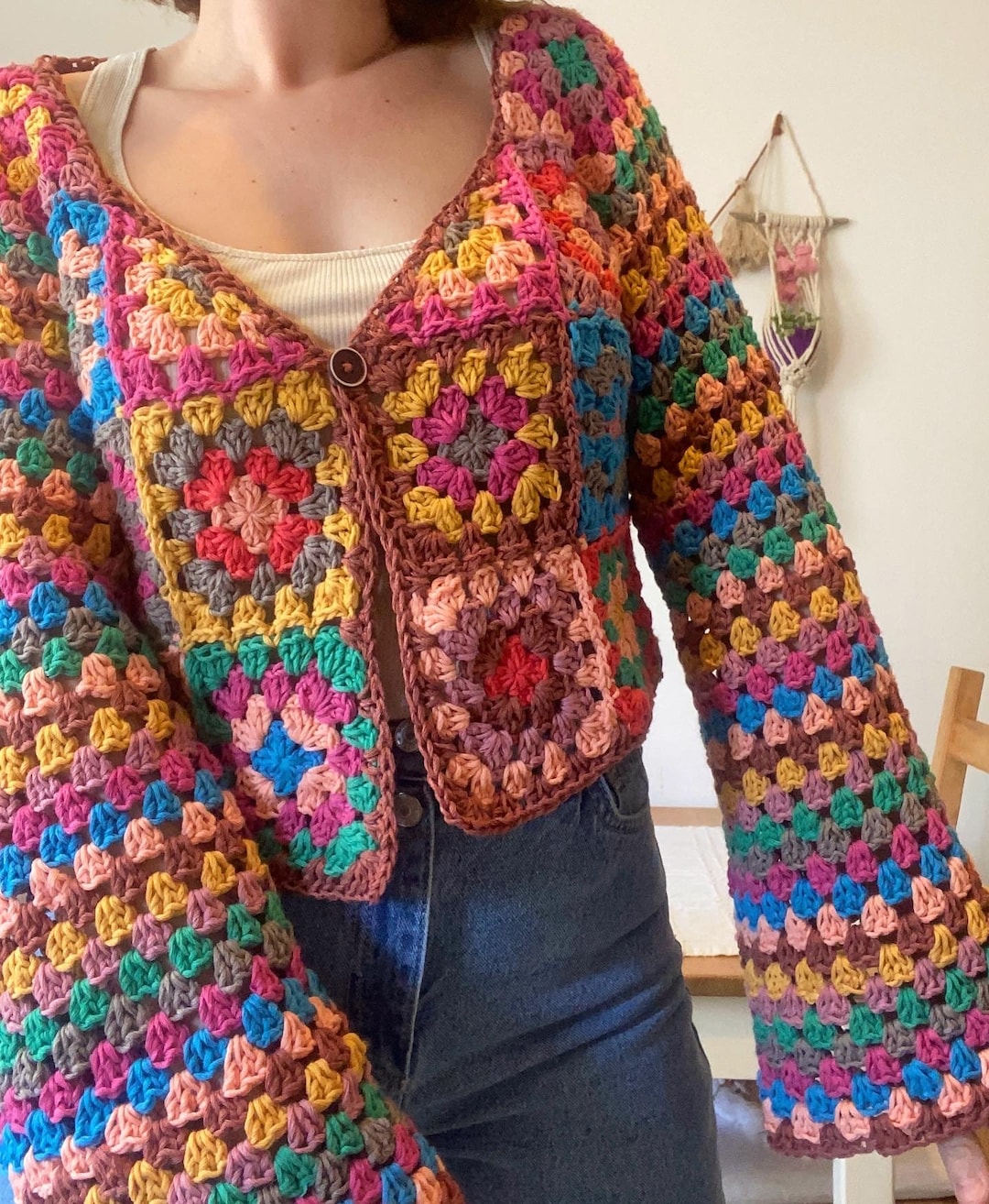 Colorful Crochet Cardigan Granny Square - Etsy