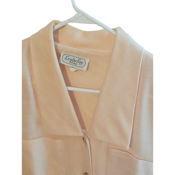 Womens Peach Leslie Fay Petites Vintage Shirt Dre… - image 3