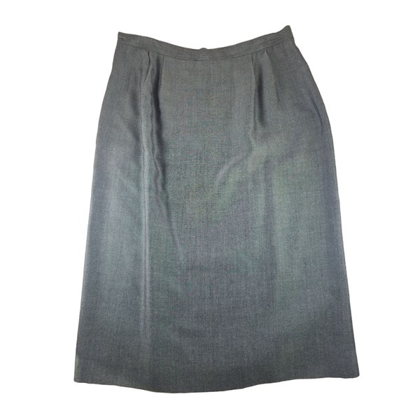 Vintage Womens Gray Sassco Petites Pencil Skirt 100% Viscose Rayon 12P Zipper