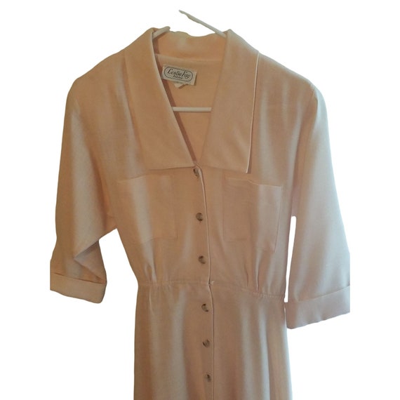 Womens Peach Leslie Fay Petites Vintage Shirt Dre… - image 2