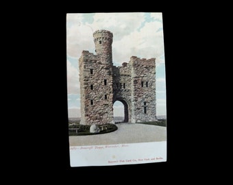 Carte postale vintage Bancroft Tower, granit, pierre naturelle, Worcester MA 1907, souvenir