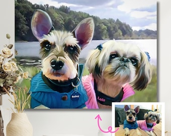 Custom Pet Portrait Canvas: Dog & Cat Memorial Art