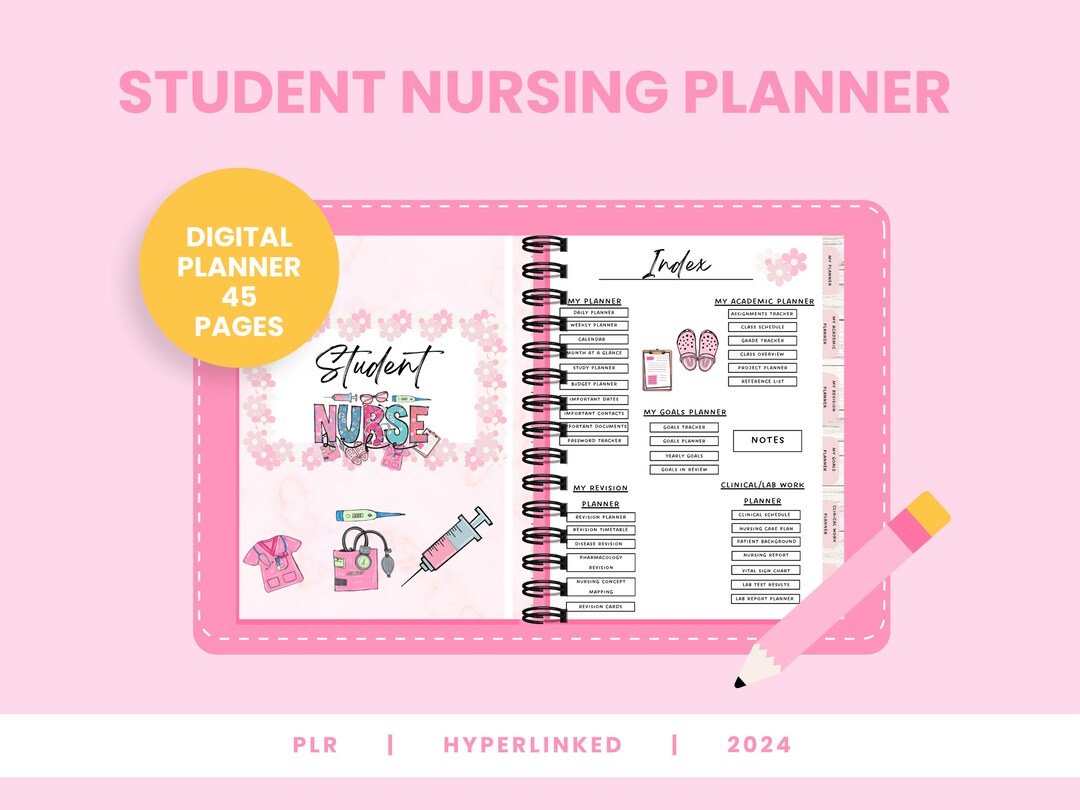 Student Nursing Planner Hyperlinked 2024, Student, Organization, Template, Cover, Ideas, Nursing