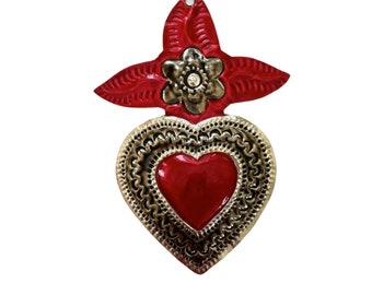 Heart With Red Leaves Ornament