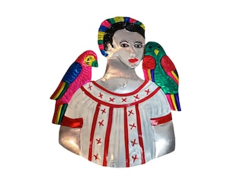 Plaque murale Frida avec des perroquets