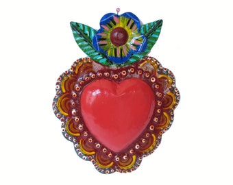 Blue Flower Heart Wall Plaque