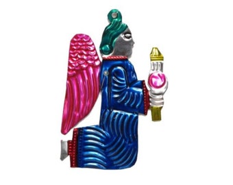 Ornament blauwe knielende engel