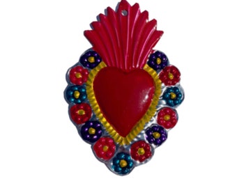 Flaming Heart With Floral Border Ornament