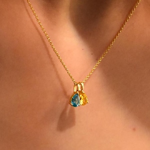 Drop Birthstone Necklace, Custom Birthstone Necklace, Tiny Dangle Stone Necklace,Birthstone Jewelry,Anniversary Family Gift,Mothers Day Gift