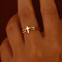 Sterling Silver Dainty Cross Ring, Religious Jewelry Ring, Faith 925 ...