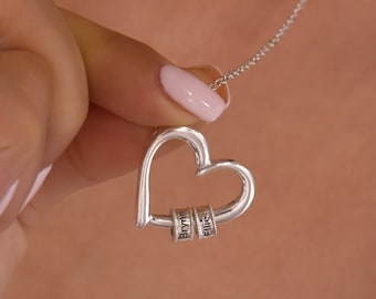 Collana con nomi multipli, Collana personalizzata con ciondolo a forma di cuore per la famiglia, Regalo inciso personalizzato, Collana per mamma con nome per bambini, Regalo per la mamma