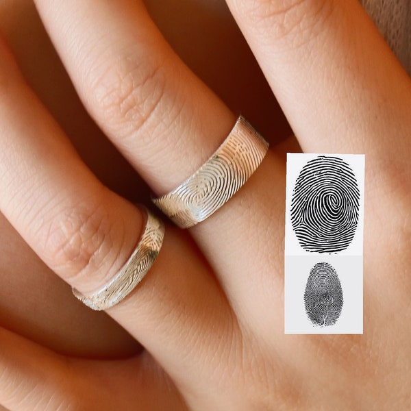 Mother's Day Gift • Actual Fingerprint Ring • Couple Jewelry •Fingerprint Ring •Promise Ring•Eternity Ring•Father's Day Gift• Christmas gift