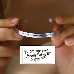 Handschriftarmband Sterling zilver • Aangepaste handschriftmanchetarmband • Handschriftarmband • Werkelijke handtekeningarmband • Memorial Mom Gift