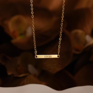 Gold Filled Bar Necklace,Personalized Minimalist Bar Name Necklace,Tiny Bar Necklace,Initials Birthdate Date Necklace,Christmas Gift for Mom