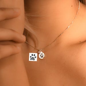 Personalized Paw Print Necklace with Birthstone • Cat Dog Paw Print Pendant • Paw Print Necklace • Pet Loss Memorial Gift • Gift For Dog Mom