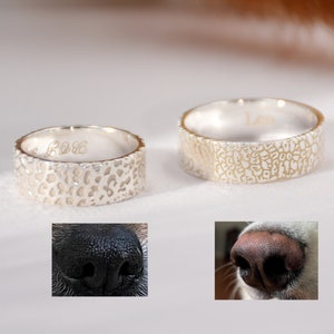 Dog Nose Print Ring • Custom Pet&#39;s Nose print Ring  • Couple Ring • Memorial Ring•Actual Handwriting Ring •Fingerprint Ring•Christmas Gifts