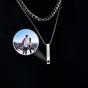 Fotoketting voor mannen • Aangepaste ketting voor heren met afbeelding • Herdenkingscadeau voor heren • Jubileumcadeau voor hem • Vaderdagcadeau • Cadeau voor vriend