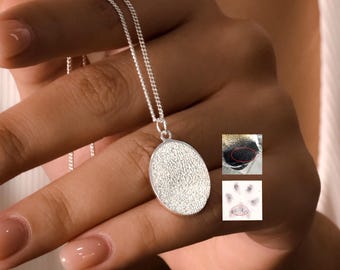 Collar ovalado personalizado con huella dactilar, huella digital, escritura a mano, conmemorativo, recuerdo, regalo para el Día de la Madre