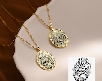 Collar conmemorativo de huellas dactilares personalizado: joyería conmemorativa de plata de ley