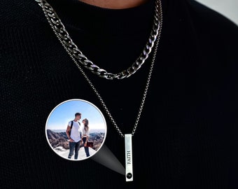 Fotoketting voor mannen • Aangepaste ketting voor heren met afbeelding • Herdenkingscadeau voor heren • Jubileumcadeau voor hem • Vaderdagcadeau • Cadeau voor vriend