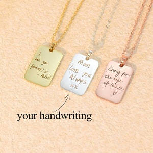 YOUR HANDWRITING, Handmade Jewelry, Custom Handwriting Necklace, Actual (Your Own) Handwriting, Christmas Gifts14k Gold Engraved Pendant