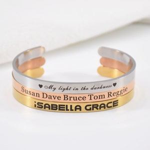 Personalized Cuff Bracelet, Delicate Stacking Bracelet,Secret Message Jewelry,Gifts for Mom, Personal Birthday Gifts,Mother&#39;s Day Gifts