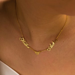 Collar con dos nombres y corazón, collar con dos nombres, collar con nombre de pareja, collar con varios nombres y corazón, regalo para el día de la madre, regalo de Navidad