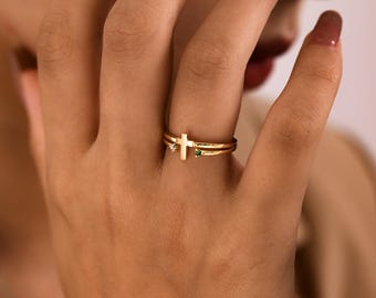 Sterling Silber Kreuz Ring, Christian Schmuck Versprechen, Benutzerdefinierte Edelstein Ring, Benutzerdefinierte Edelstein Ring, religiöser Schmuck, Weihnachtsgeschenke