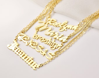 Benutzerdefinierte Gold Namenskette, personalisierte Namensketten, Skript Namenshalsketten, Geburtstagsgeschenk für sie, Muttertag Schmuck, personalisiertes Geschenk