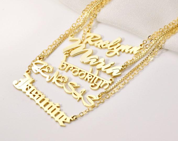 Benutzerdefinierte Gold Namenskette, personalisierte Namensketten, Skript Namenshalsketten, Geburtstagsgeschenk für sie, Muttertag Schmuck, personalisiertes Geschenk